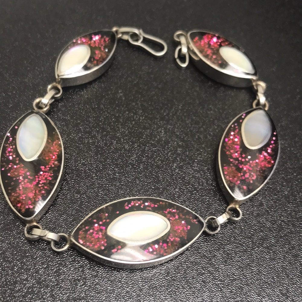 Vintage moonstone and pink sparkly bracelet